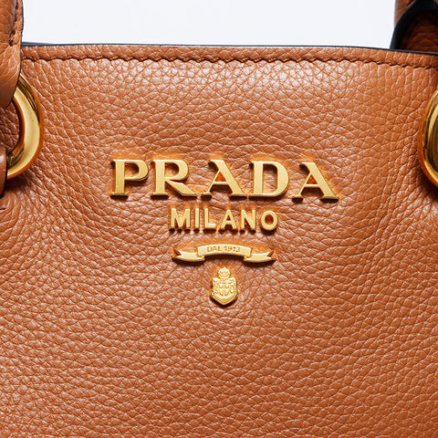 Prada Leather 2way徽标手提袋棕色WS12159