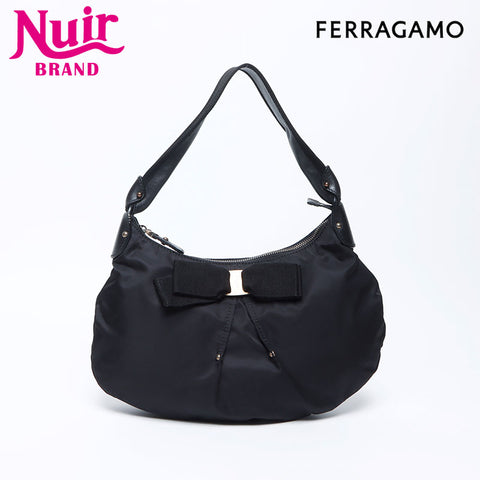Salvatore Ferragamo Nylon Vara丝带一条肩膀肩带黑色WS12161
