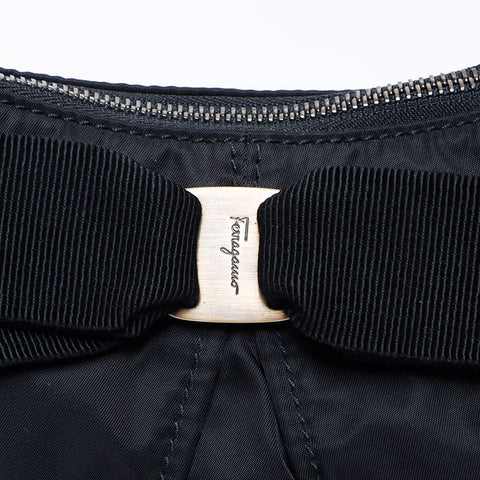Salvatore Ferragamo Nylon Vara丝带一条肩膀肩带黑色WS12161
