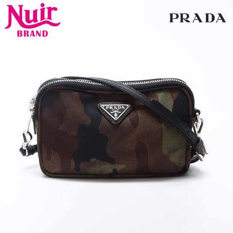 Prada Camo Triangle徽标标签尼龙肩袋卡其布WS12163