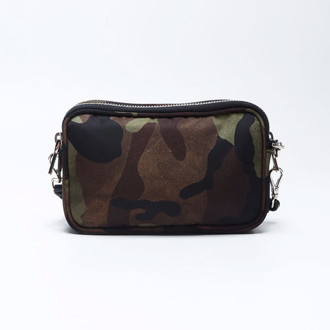 Prada Camo Triangle徽标标签尼龙肩袋卡其布WS12163