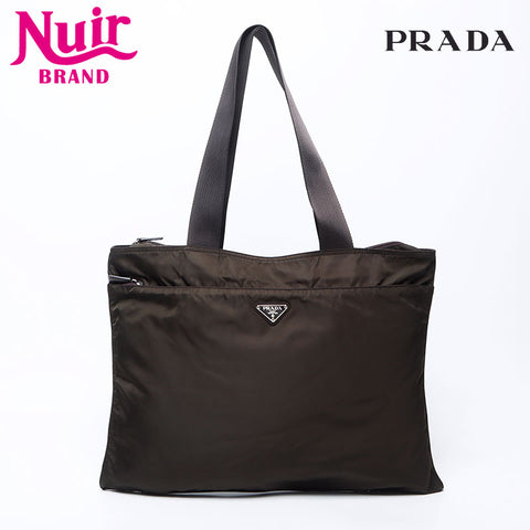 Prada Nylon Triangle徽标标签手提袋Khaki WS12164