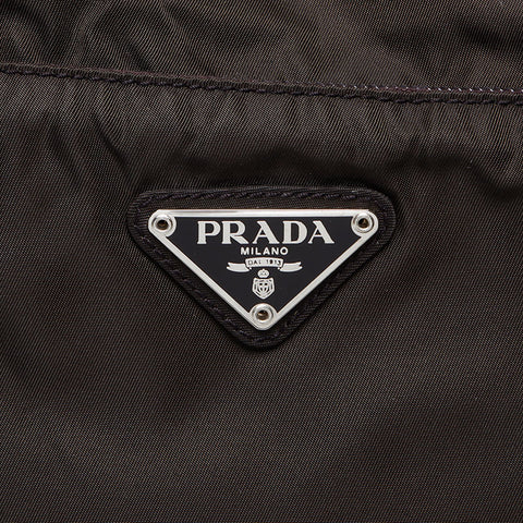 PRADA Nylon triangle logo tag Tote Bag khaki WS12164