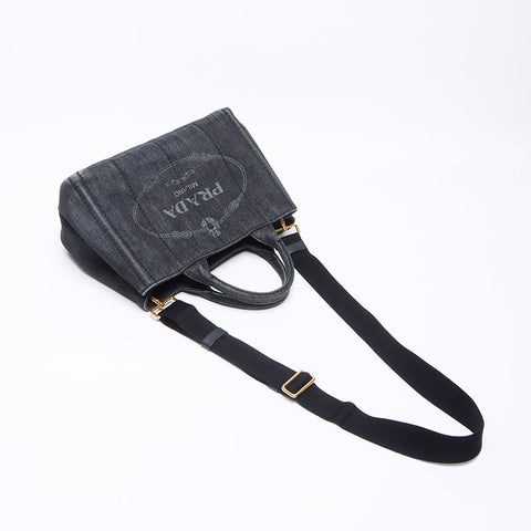 Prada Kanapa SS迷你牛仔布手提袋灰色WS12166