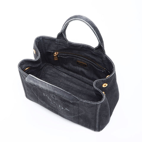 Prada Kanapa SS迷你牛仔布手提袋灰色WS12166