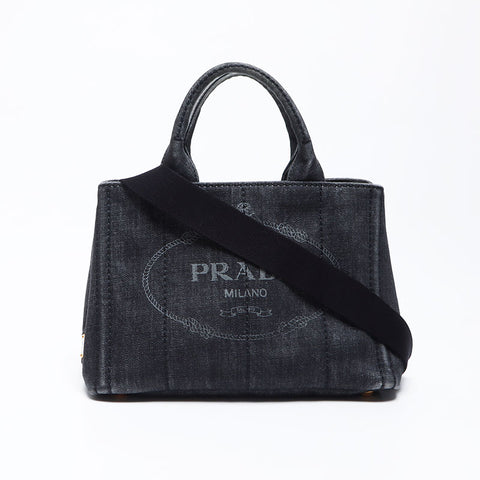 Prada Kanapa SS迷你牛仔布手提袋灰色WS12166