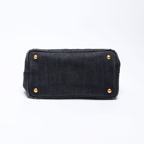 Prada Kanapa SS迷你牛仔布手提袋灰色WS12166