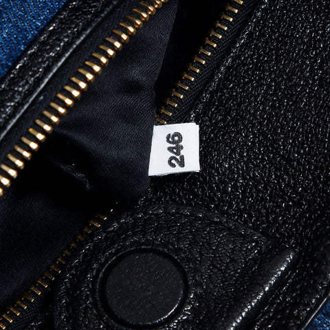 MIU MIU 2000S Denim Matteasse 2WAY TOTE BAG NAVY WS12169