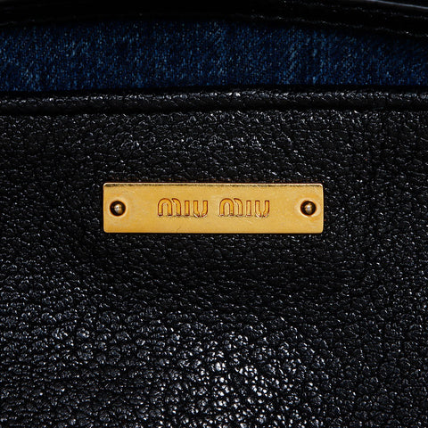 MIU MIU 2000S Denim Matteasse 2WAY TOTE BAG NAVY WS12169