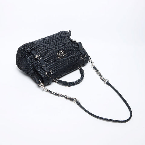 miu miu miu Matterasse皮革允许邮袋肩带黑色WS12173