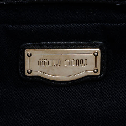 miu miu miu Matterasse皮革允许邮袋肩带黑色WS12173