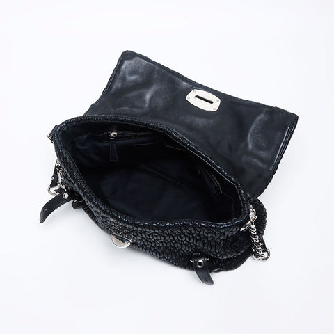 miu miu miu Matterasse皮革允许邮袋肩带黑色WS12173