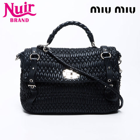 miu miu miu Matterasse皮革允许邮袋肩带黑色WS12173