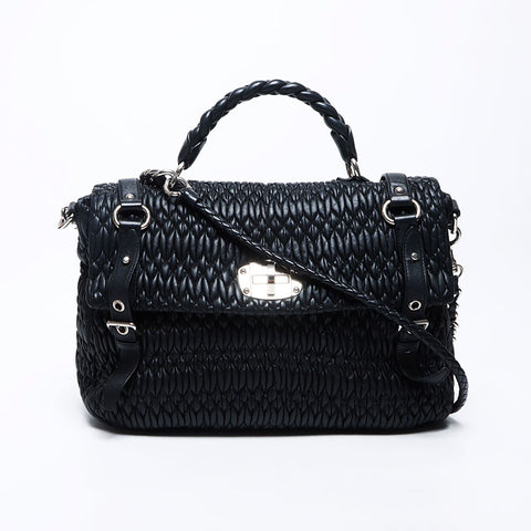 miu miu miu Matterasse皮革允许邮袋肩带黑色WS12173
