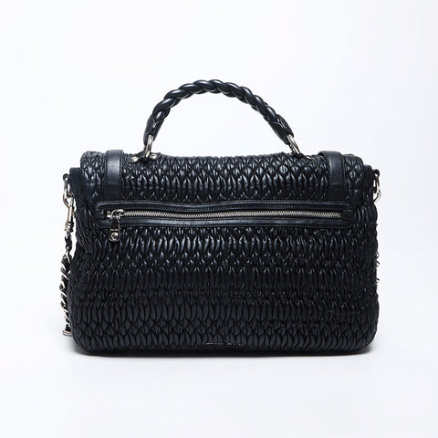 miu miu miu Matterasse皮革允许邮袋肩带黑色WS12173