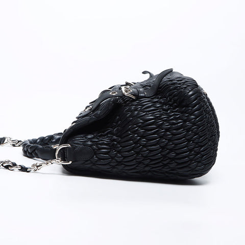 miu miu miu Matterasse皮革允许邮袋肩带黑色WS12173