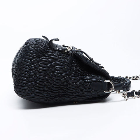miu miu miu Matterasse皮革允许邮袋肩带黑色WS12173