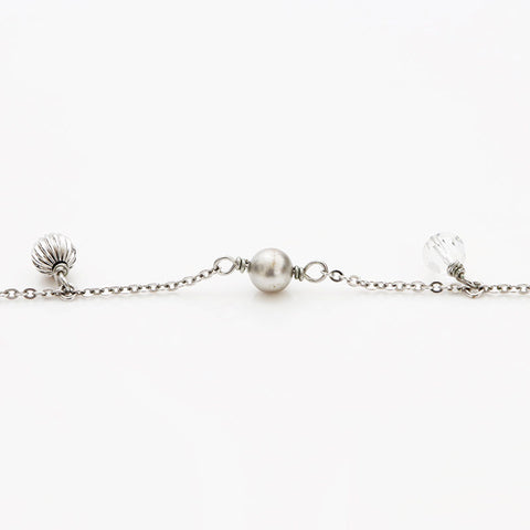 Christian Dior Logo Pearl Heart Collier Silver WS12180