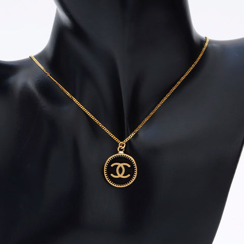 CHANEL 01P Round COCO Mark Necklace gold WS12187