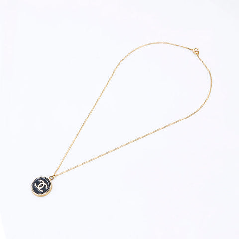 CHANEL 01P Round COCO Mark Necklace gold WS12187