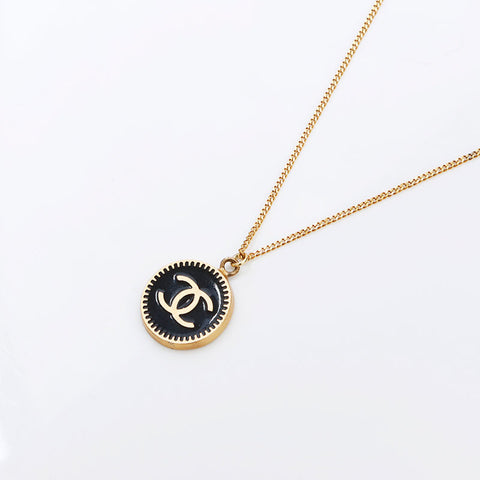 CHANEL 01P Round COCO Mark Necklace gold WS12187