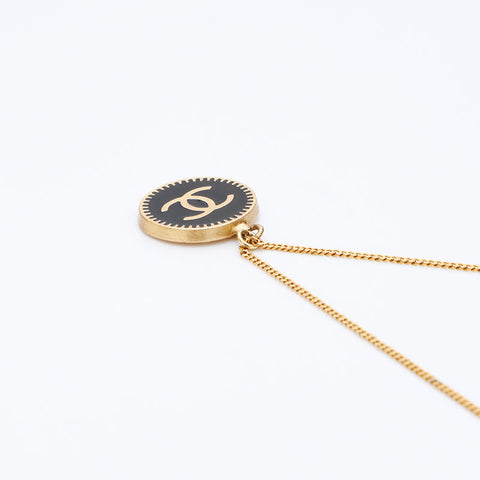 CHANEL 01P Round COCO Mark Necklace gold WS12187