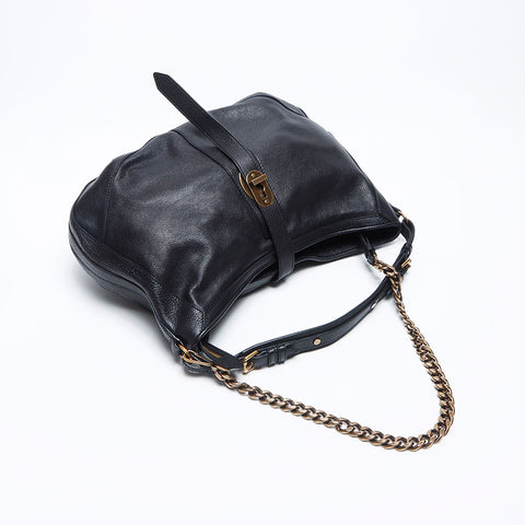 Burberry Bartow皮革牛皮肩袋黑色WS12189
