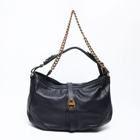 BURBERRY Bartow Leather Cowhide Shoulder Bag black WS12189