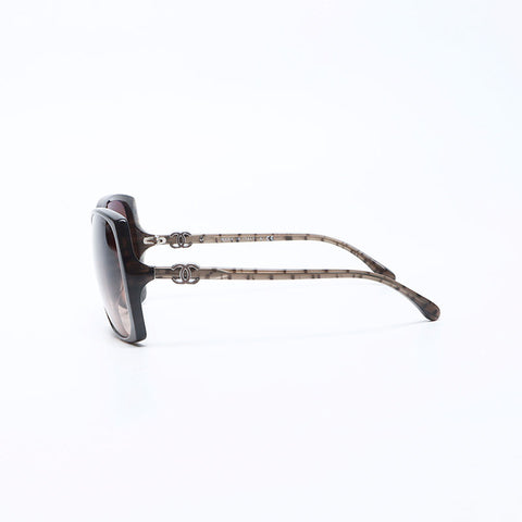 香奈儿蝴蝶椭圆形框架可可标记太阳镜棕色WS12194