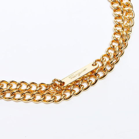 Salvatore Ferragamo Leather Gancini Chain Shoulder Bag beige WS12196