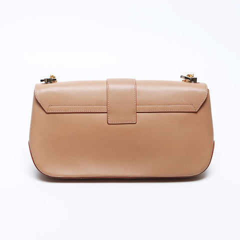 Salvatore Ferragamo Leather Gancini连锁肩袋米色WS12196