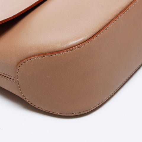 Salvatore Ferragamo Leather Gancini连锁肩袋米色WS12196