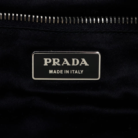 PRADA 丝绒三角标志标签单肩包黑色 WS12199