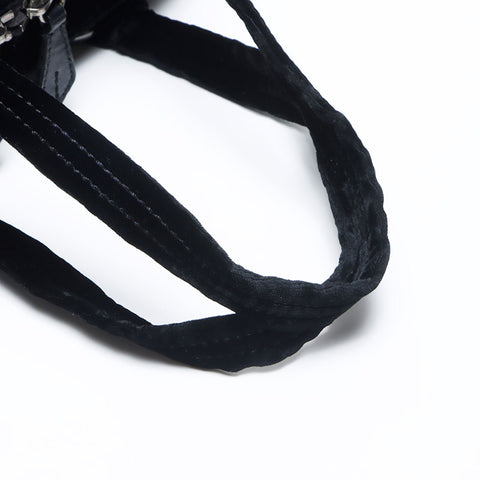 Prada Velor三角徽标标签肩带黑色WS12199
