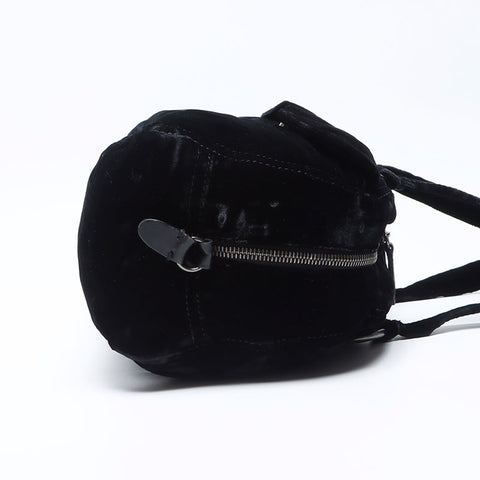 PRADA 丝绒三角标志标签单肩包黑色 WS12199