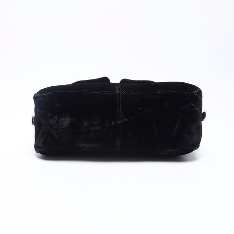 PRADA 丝绒三角标志标签单肩包黑色 WS12199