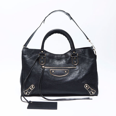 Balenciaga Classic City Leather 2向肩带黑色WS12201