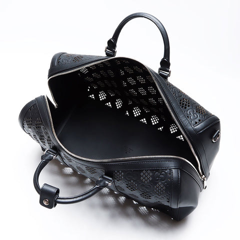 Gucci Leather 2way Cutout Logo GG Boston Bag Black WS12202