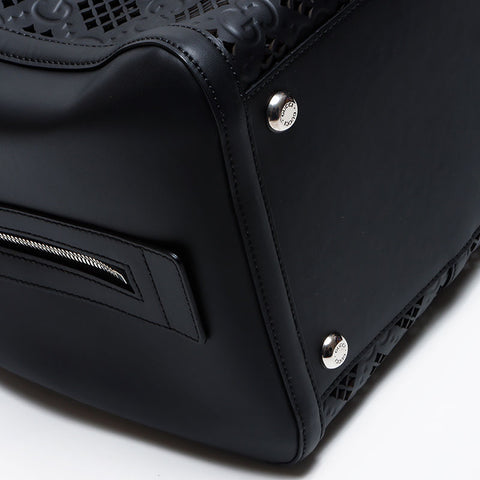 Gucci Leather 2way Cutout Logo GG Boston Bag Black WS12202