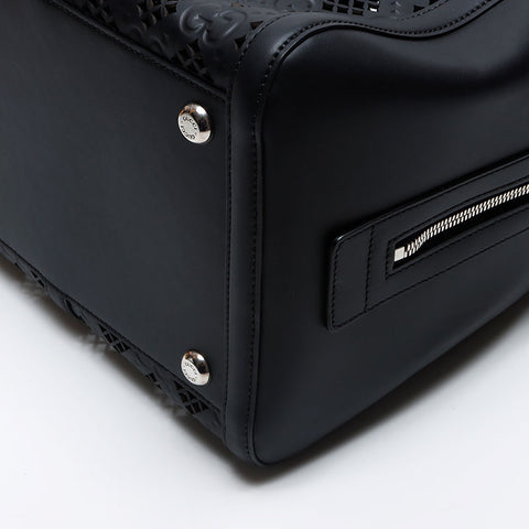 Gucci Leather 2way Cutout Logo GG Boston Bag Black WS12202