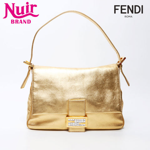 Fendi Mamma Leather Forever Rhinestone肩带金色WS12204