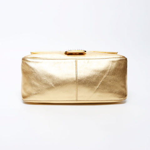 Fendi Mamma Leather Forever Rhinestone肩带金色WS12204