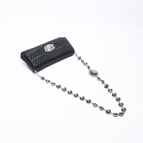 Miu Miu Crystal Matterasse Shoulder Bag Black WS12207