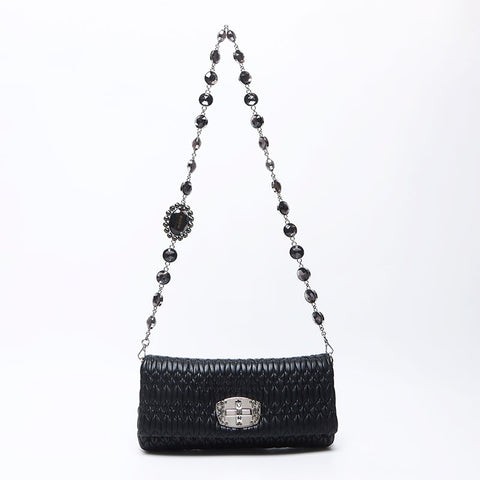 Miu Miu Crystal Matterasse Shoulder Bag Black WS12207