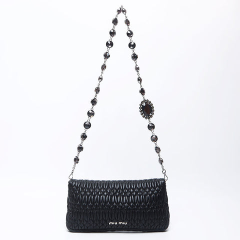 Miu Miu Crystal Matterasse Shoulder Bag Black WS12207