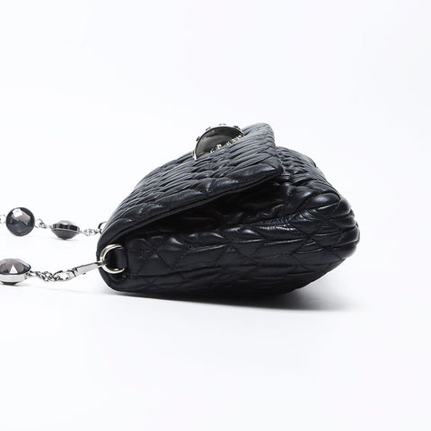 Miu Miu Crystal Matterasse Shoulder Bag Black WS12207