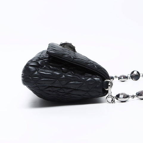 Miu Miu Crystal Matterasse Shoulder Bag Black WS12207