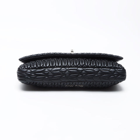 Miu Miu Crystal Matterasse Shoulder Bag Black WS12207