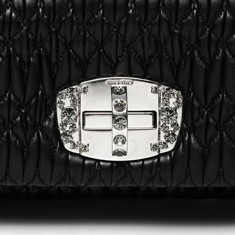 Miu Miu Crystal Matterasse Shoulder Bag Black WS12207