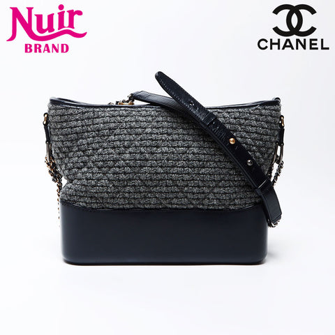 シャネル CHANEL ガブリエル ドゥ ニット 2017 チェーン ショルダーバッグ グレー ネイビー WS12214